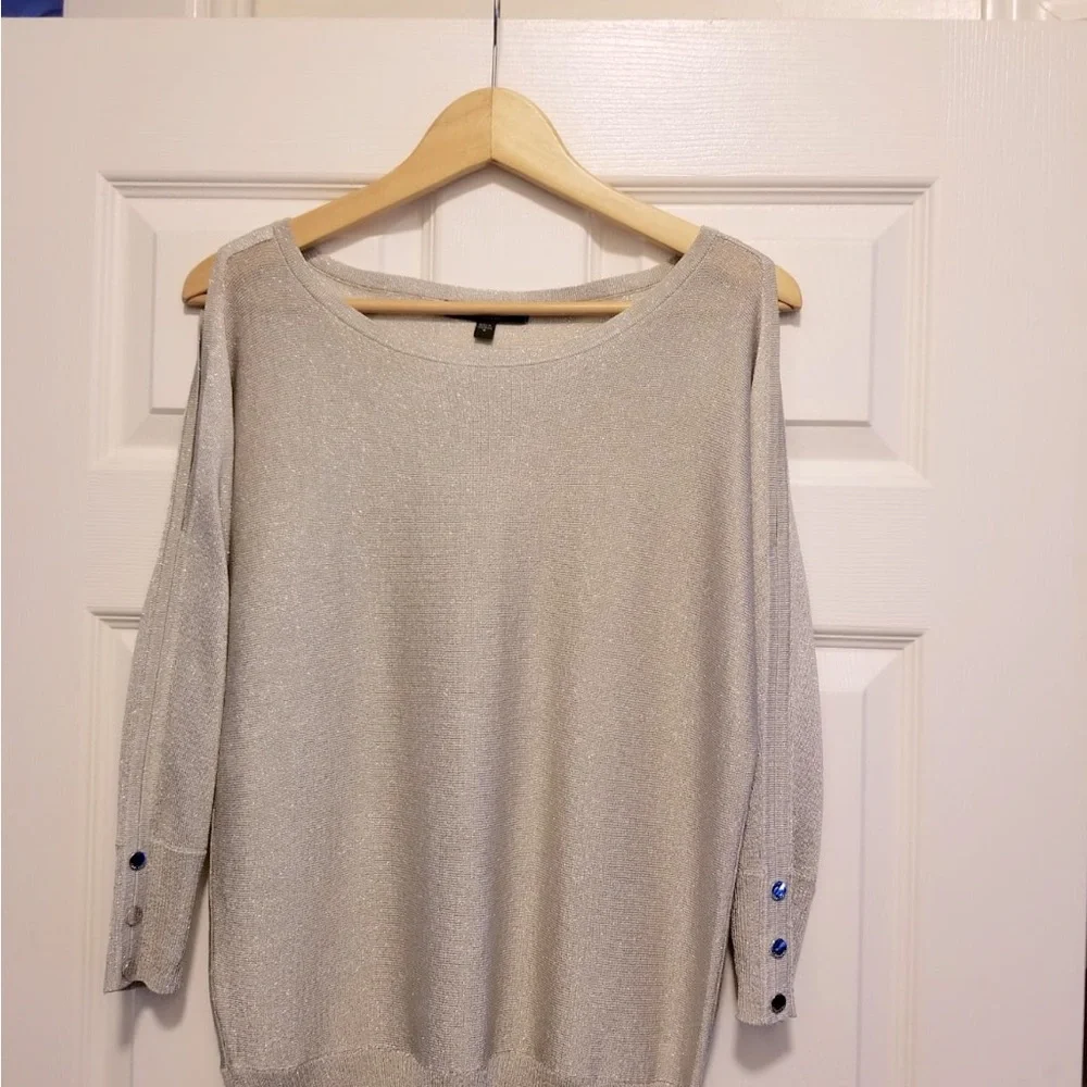 Calvin Klein metallic/grey top. US M - Picture 1 of 4